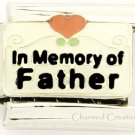 In Memory Of My Father 9mm Italian Charm Red Heart Scrolls Stainless Link Dad
