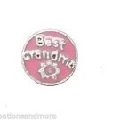 Best Grandma Pink Flower Round Floating Charm For Glass Memory Locket Necklace