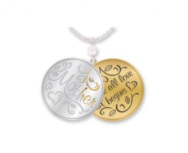 2 Tone Cut Out Mother Where All Love Begins Circle Disk Boxed Mother's Day Gift