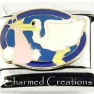 Stork Carrying Newborn Baby Boy Son Girl Daughter 9mm Italian Charm Modular Link