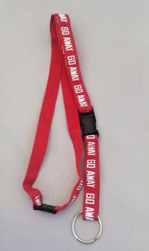 6pc Wholesale Lot GO AWAY Red Lanyards With O Ring Key Chain
