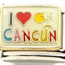 I Love Cancun 9mm Italian Charm Heart Mexico Palm Tree Sun Stainless Steel Link