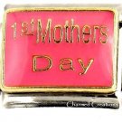 1st Mothers Day Pink Link For 9mm Italian Charm Bracelets Mom Kids First