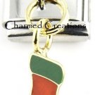 Christmas Stocking Holiday 9mm Italian Charm Stainless Steel Modular Dangle Link