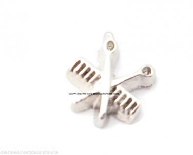 Hair Stylist Comb Scissors Floating Charm For Glass Memory Locket Necklace