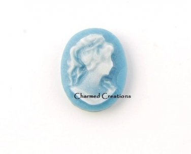 10pc Lot Blue Cameo Raised Portrait Picture Resin Floating Charm For Lockets