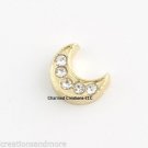10pc Lot Gold CZ Crescent Moon Floating Charm For Glass Memory Locket Necklace