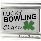 Lucky Bowling 9mm Italian Charm With Green Four Leaf Clover Good Luck Link