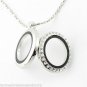 10pc Wholesale Lot Round CZ Silver Tone Floating Charm Memory Locket Necklace