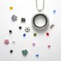 10pc Wholesale Lot Round CZ Silver Tone Floating Charm Memory Locket Necklace