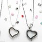 10pc Wholesale Lot Round CZ Silver Tone Floating Charm Memory Locket Necklace