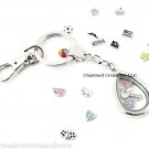 5pc Wholesale Lot Plain Teardrop Floating Charm Memory Locket Key Chain