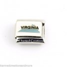 Virginia State USA Gold Trim 9mm Italian Charm Modular Stainless Steel Link