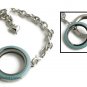 30mm Floating Charm Memory Locket Bracelet With Blue Enamel Screw Top Lid