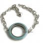 30mm Floating Charm Memory Locket Bracelet With Blue Enamel Screw Top Lid