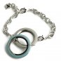 30mm Floating Charm Memory Locket Bracelet With Blue Enamel Screw Top Lid