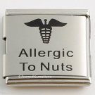 Allergic To Nuts Food Allergy Caduceus Medical Alert 9mm Italian Charm Mega Link