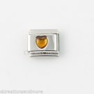 November Yellow Heart Inlay Birthstone Birthday 9mm Italian Charm Link