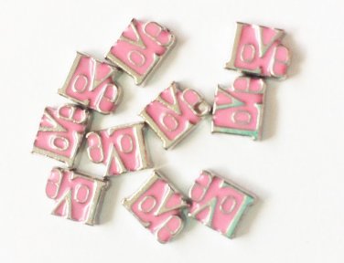 10pc Lot Pink Love Block Floating Charm For Our Custom Memory Glass Lockets