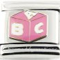 9mm Italian Charm Modular Link Pink White ABC Block Newborn Baby Girl Daughter