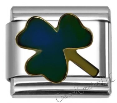 Mood Color Changing Lucky Shamrock Clover 9mm Italian Charm Stainless Steel Link
