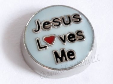 Floating Charm Jesus Loves Me Red Heart For Glass Memory Lockets Religious God