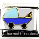 9mm Italian Charm Modular Link Newborn Baby Boy Stroller Son Blue Carriage