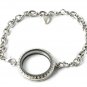 30mm Silver Tone Round Floating Charm Locket Bracelet With Security Clasp