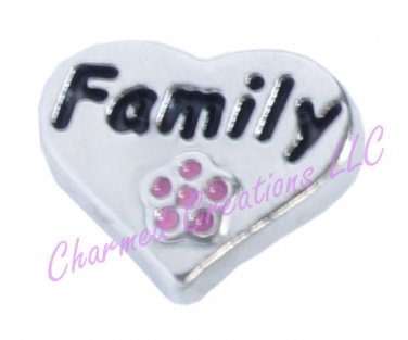 Floating Charm For Glass Memory Locket Necklaces Family Heart Love Pink Flower