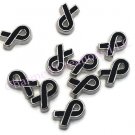 10pc Wholesale Lot Black Awareness Ribbon POW MIA Military Floating Charms