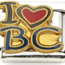I Love BC 9mm Italian Charm Heart British Columbia Canada Stainless Steel Link