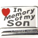 In Memory Of My Son Red Heart Matte Laser 9mm Italian Charm Stainless Link