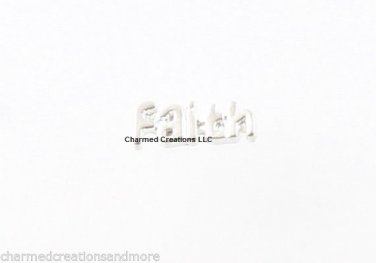 10pc Silver Tone FAITH Script Religious Floating Charm For Glass Memory Locket