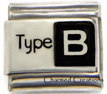 Type B Blood Medical Alert 9mm Italian Charm Modular Link For Starter Bracelets