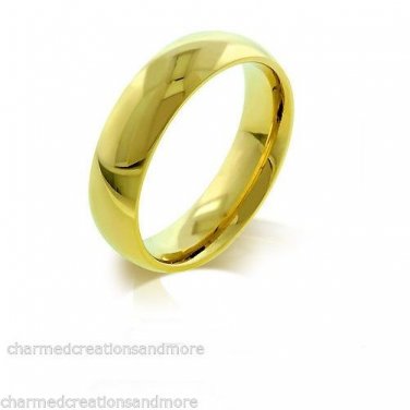 5mm Mens Womens Thick Hamilton Gold IPG Wedding Band Ring Sizes 9 10 11 12 13 14