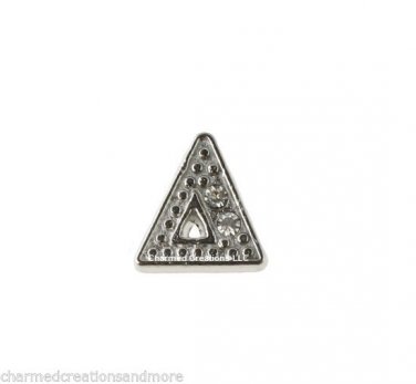 Delta Crystal Ancient Greek Initial #4 Floating Charm For Glass Memory Locket