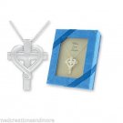 Where Love Begins Silver Tone Religious Celtic Cross Necklace With Endless Heart