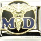 9mm Italian Charm MD Doctor Caduceus Staff Dr Hospital Medical Graduate Link
