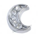 Floating Charm For Glass Memory Lockets CZ Silver Tone Celestial Crescent Moon