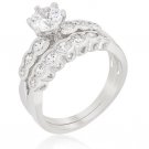 Cathedral Style Graduated 2pc Wedding Ring Engagement Set 2ct Cubic Zirconia