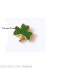 Gold Tone & Green Enamel Lucky Clover Floating Charm For Glass Memory Locket