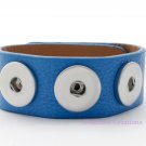 Blue Textured Cuff Bracelet For Interchangeable Button Snap Charms For 18mm Snap