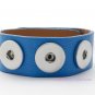 Blue Textured Cuff Bracelet For Interchangeable Button Snap Charms For 18mm Snap