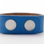 Blue Textured Cuff Bracelet For Interchangeable Button Snap Charms For 18mm Snap