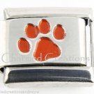 Red Inlay Animal Dog Paw Print 9mm Italian Charm Stainless Steel Modular Link