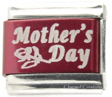 Mothers Day Rose Red Laser Link For 9mm Italian Charm Bracelets Mom Kids