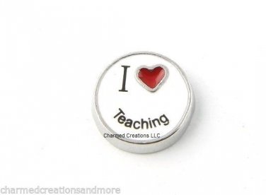 I Love Teaching School Red Heart Floating Charm For Memory Locket Necklaces