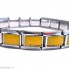 Yellow Enamel 9mm Italian Charm 18 Link Shiny Stainless Steel Starter Bracelet