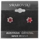 Genuine Swarovski Crystals 1 Carat 6mm Stud Earrings January Red Birthstone