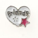 Friends White Heart With Pink Star & Flower Floating Charm For Memory Locket